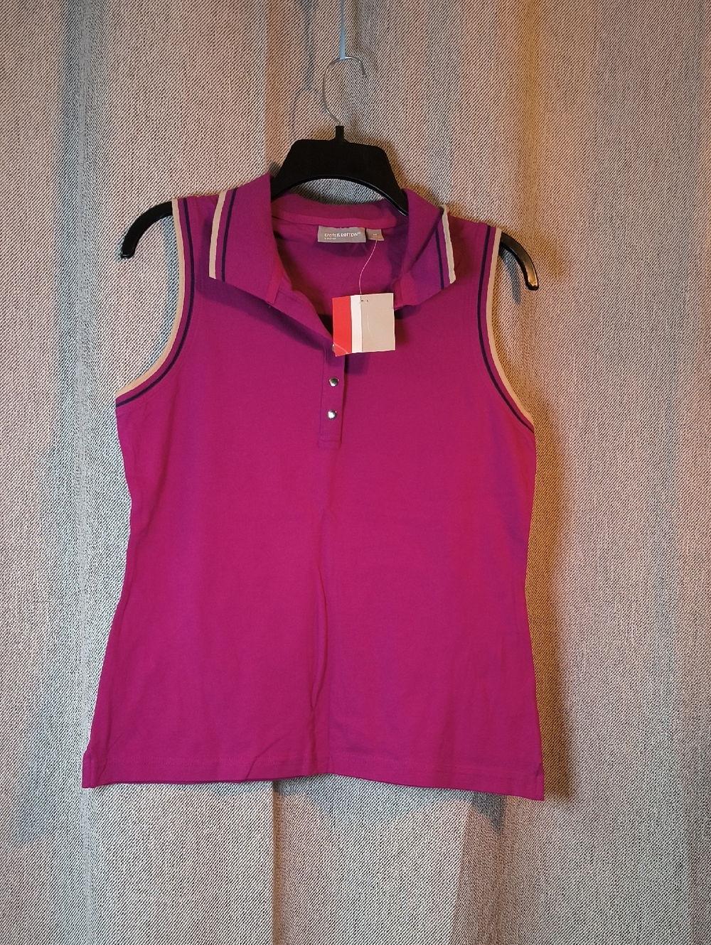 croft & barrow Sleeveless Polo Tank in Bright Magenta with Contrast Trim
